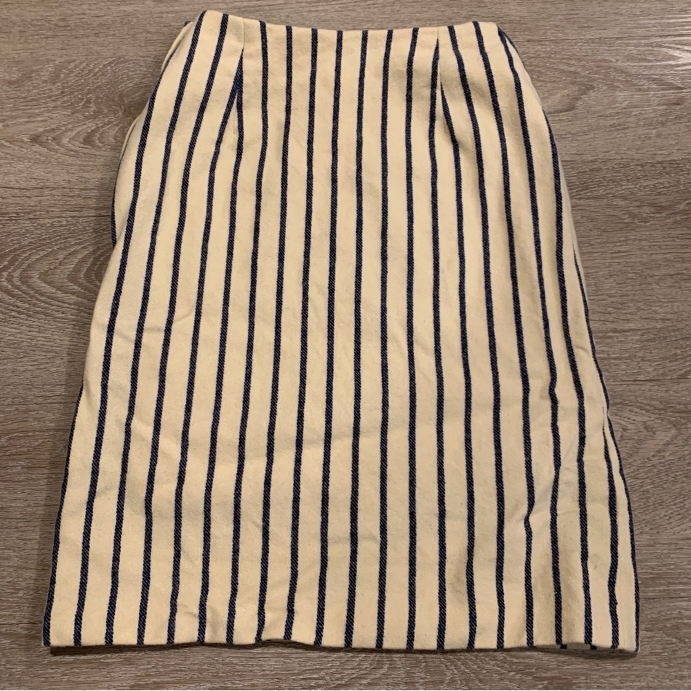 Vintage Evan Picone Cream Striped Pencil Skirts Size 10 - Picture 2 of 5